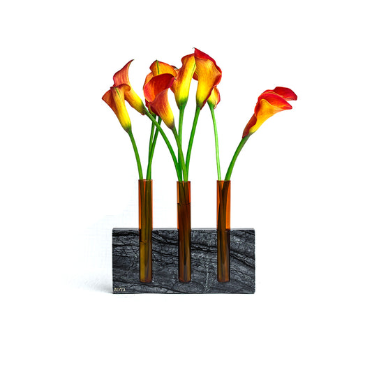 Luna Marble Base with Glass Tubes - ZoyaStones