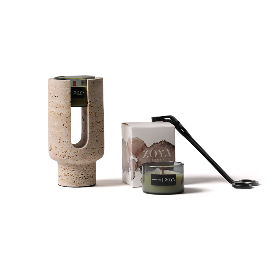 Travertine Candle Holder Set - ZoyaStones