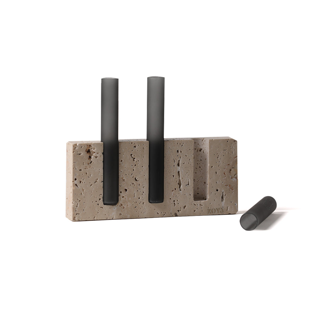 Travertine Marble Base with Glass Tubes - ZoyaStones