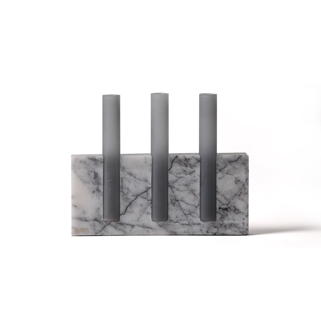 Lilac Marble Base with Glass Tubes - ZoyaStones