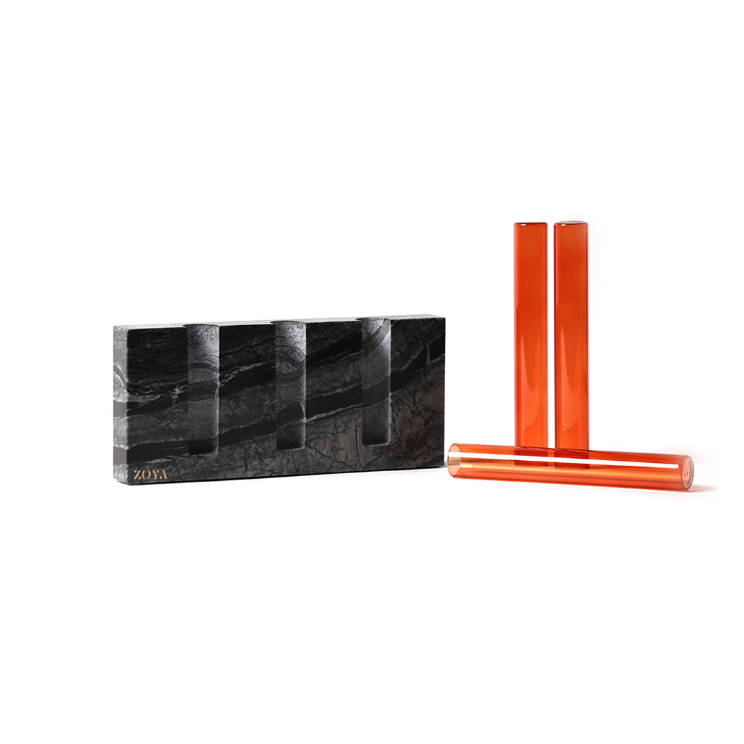 Luna Marble Base with Glass Tubes - ZoyaStones