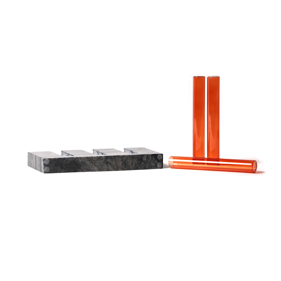 Luna Marble Base with Glass Tubes - ZoyaStones