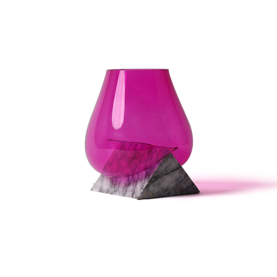 Lilac Marble Base with Melted Glass Vase - ZoyaStones