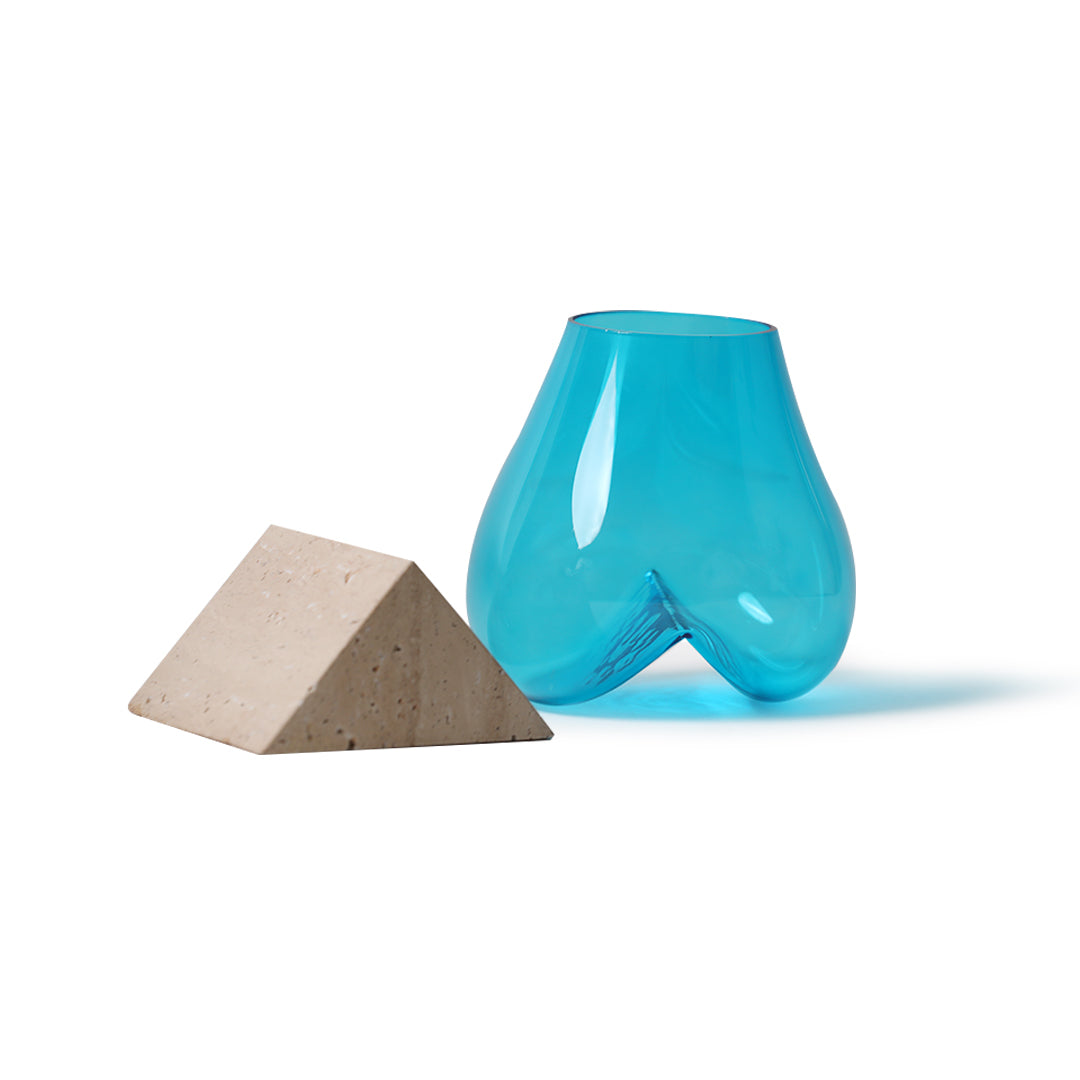 Travertine Marble Base with Melted Glass Vase - ZoyaStones