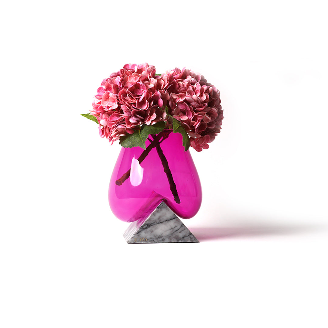 Lilac Marble Base with Melted Glass Vase - ZoyaStones