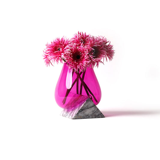 Lilac Marble Base with Melted Glass Vase - ZoyaStones
