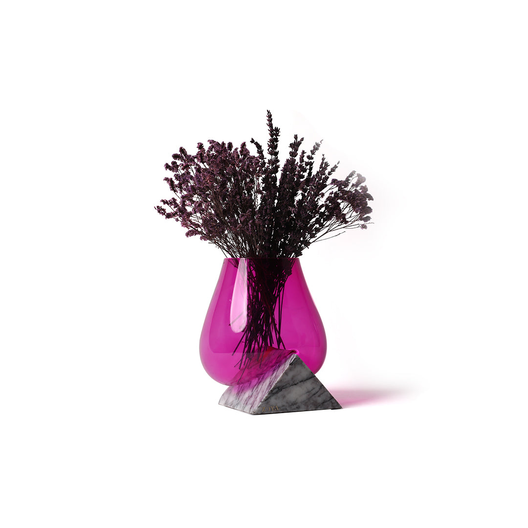 Lilac Marble Base with Melted Glass Vase - ZoyaStones
