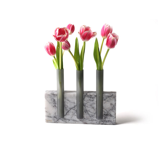 Lilac Marble Base with Glass Tubes - ZoyaStones
