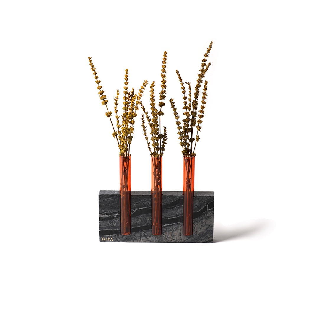 Luna Marble Base with Glass Tubes - ZoyaStones