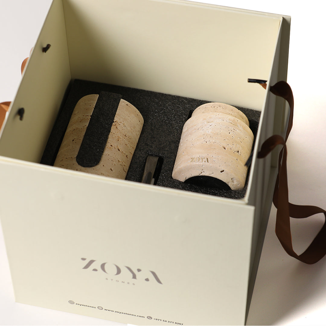 Travertine Mabkhar Set - ZoyaStones