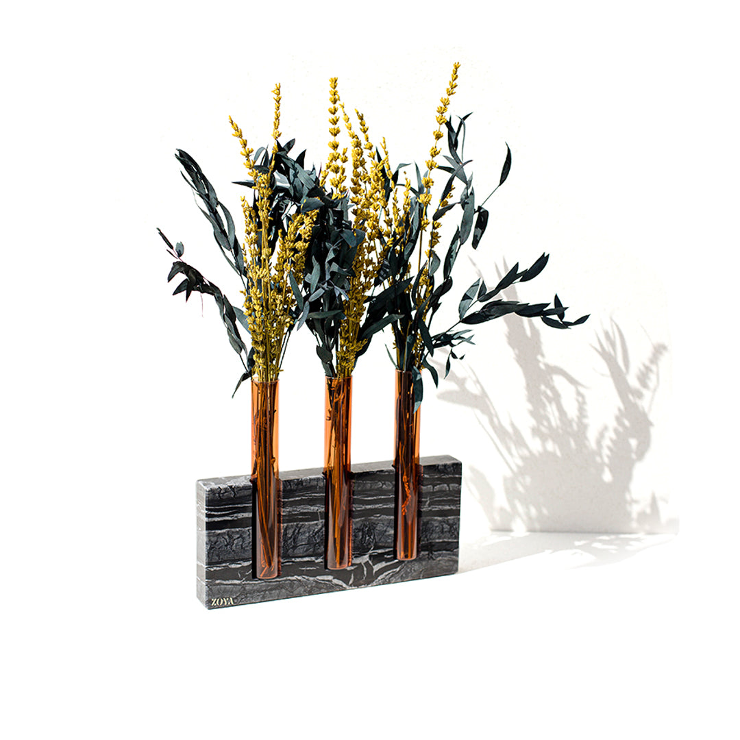 Luna Marble Base with Glass Tubes - ZoyaStones