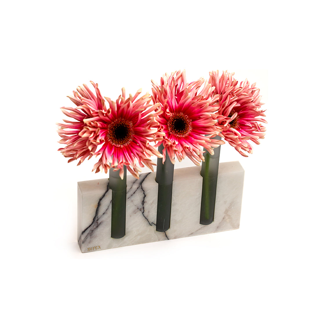Lilac Marble Base with Glass Tubes - ZoyaStones