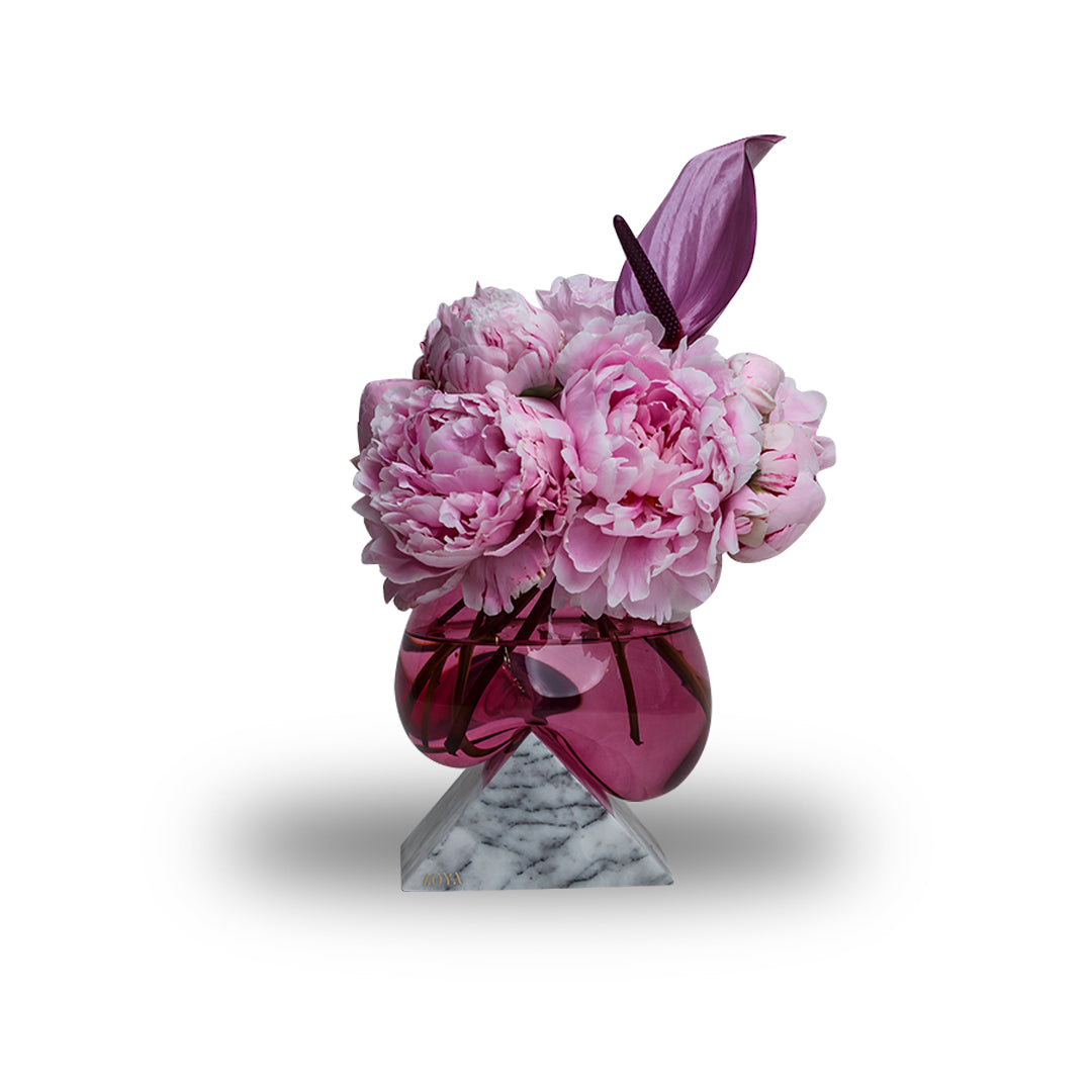 Lilac Marble Base with Melted Glass Vase - ZoyaStones