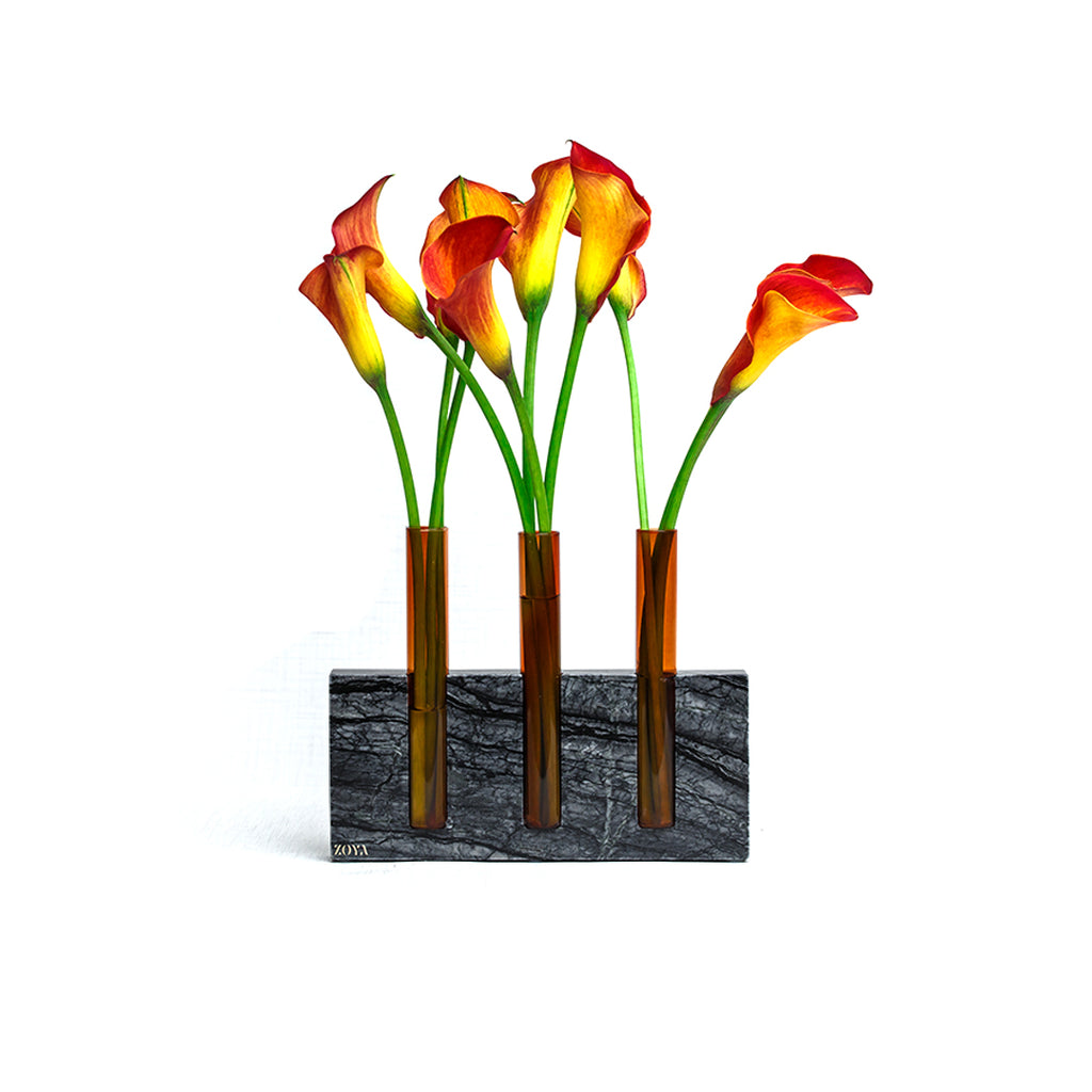 Luna Marble Base with Glass Tubes - ZoyaStones