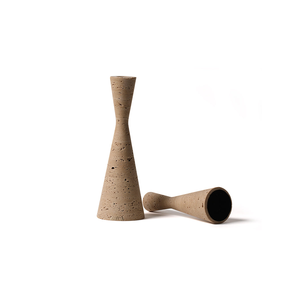 Conical Travertine Candle Holder