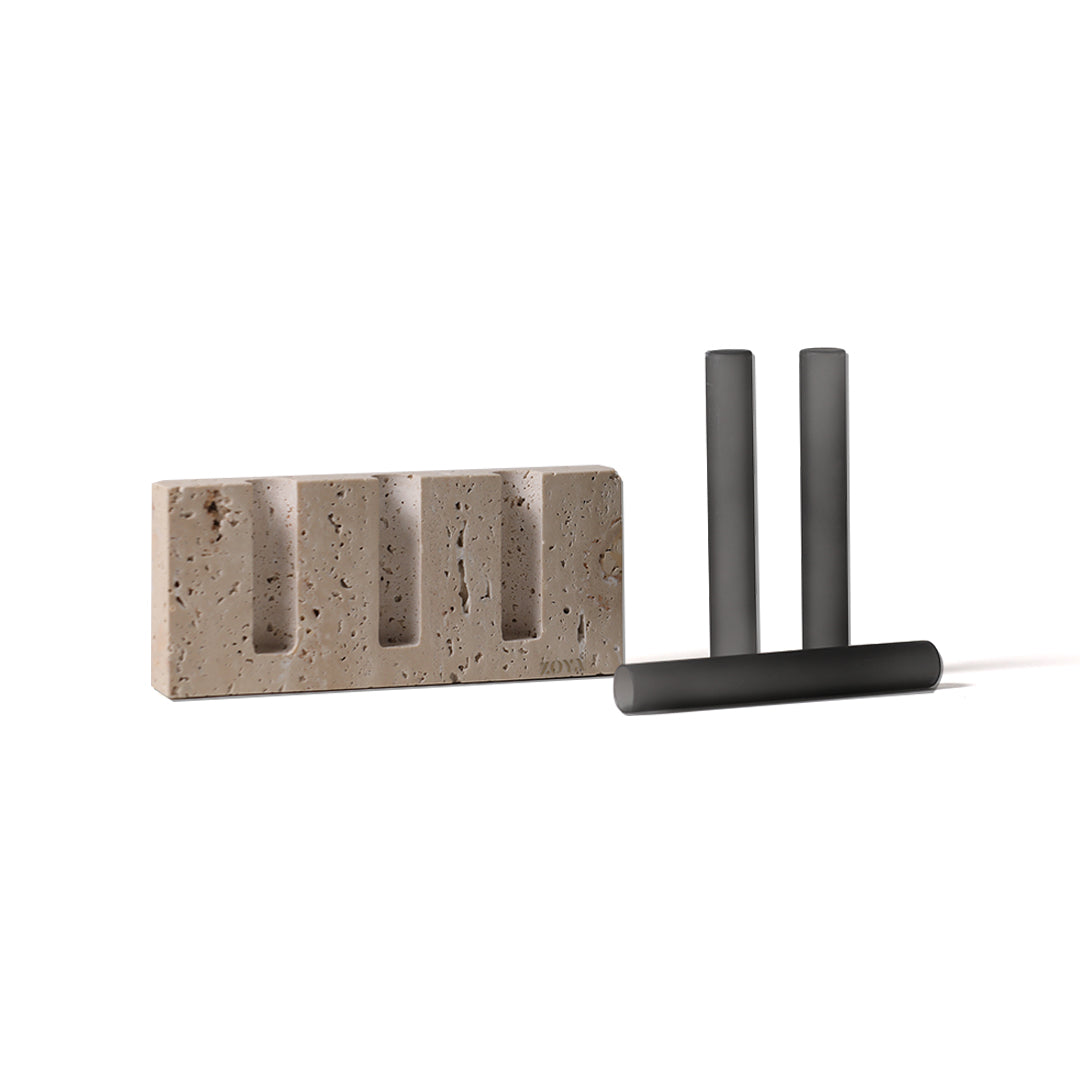 Travertine Marble Base with Glass Tubes - ZoyaStones