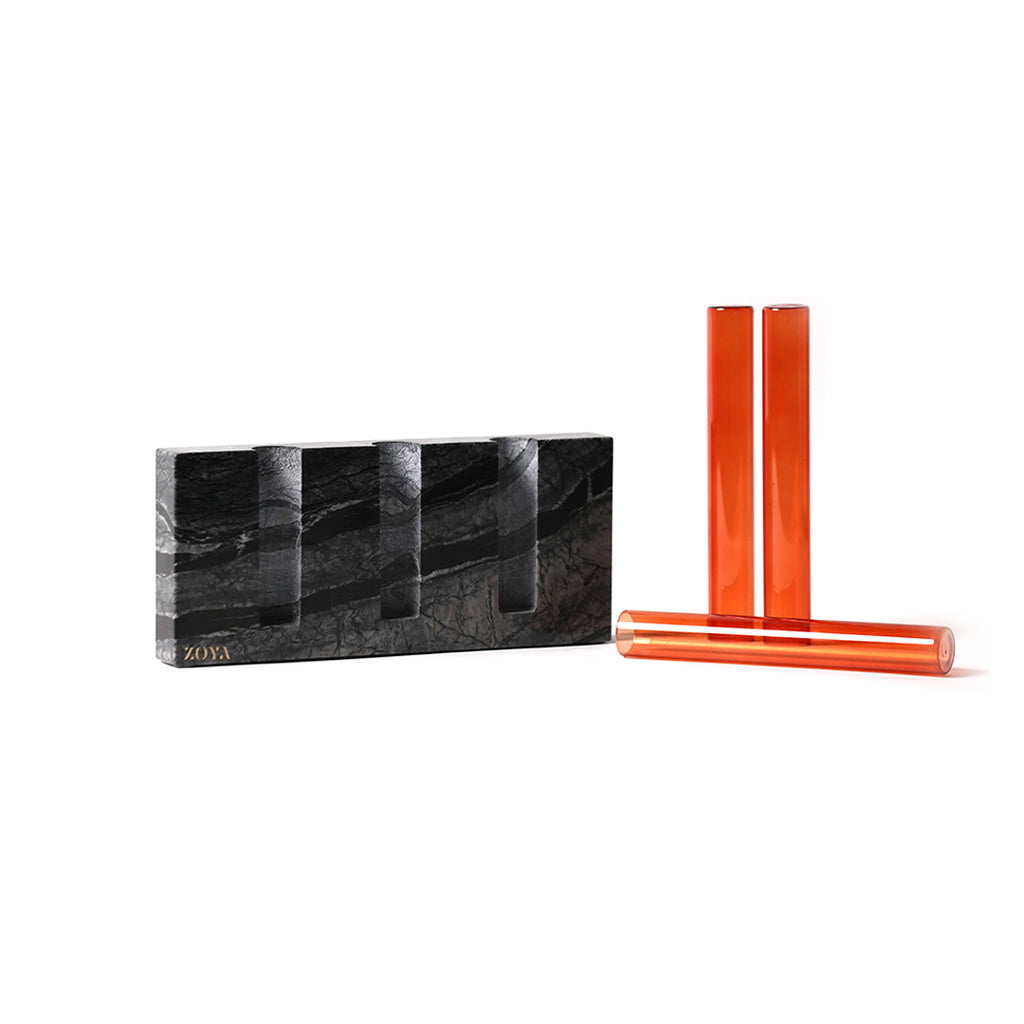 Luna Marble Base with Glass Tubes - ZoyaStones
