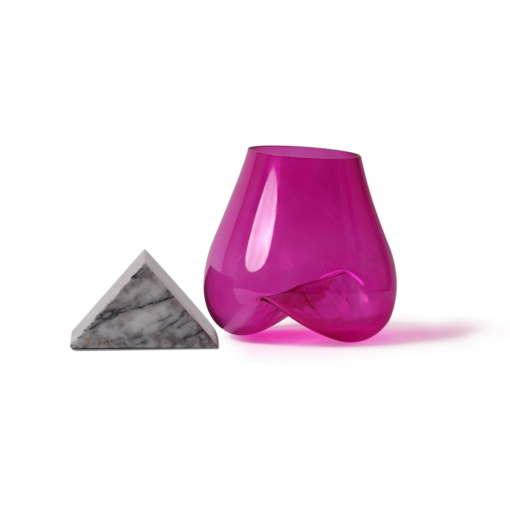 Lilac Marble Base with Melted Glass Vase - ZoyaStones