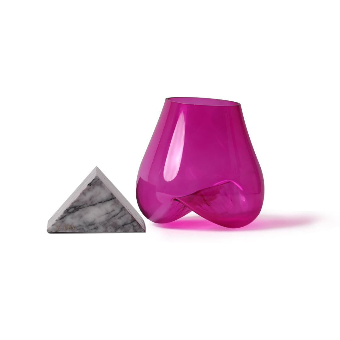 Lilac Marble Base with Melted Glass Vase - ZoyaStones