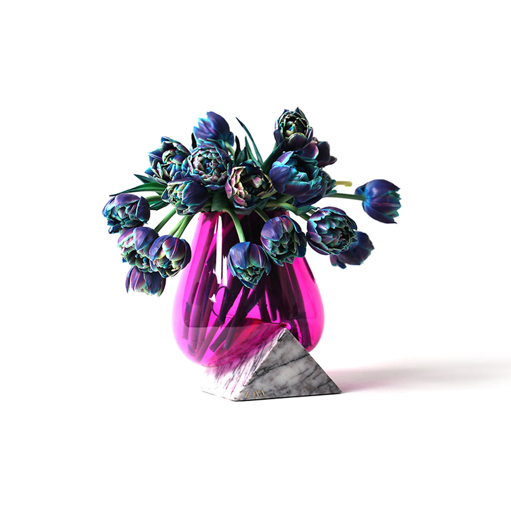 Lilac Marble Base with Melted Glass Vase - ZoyaStones