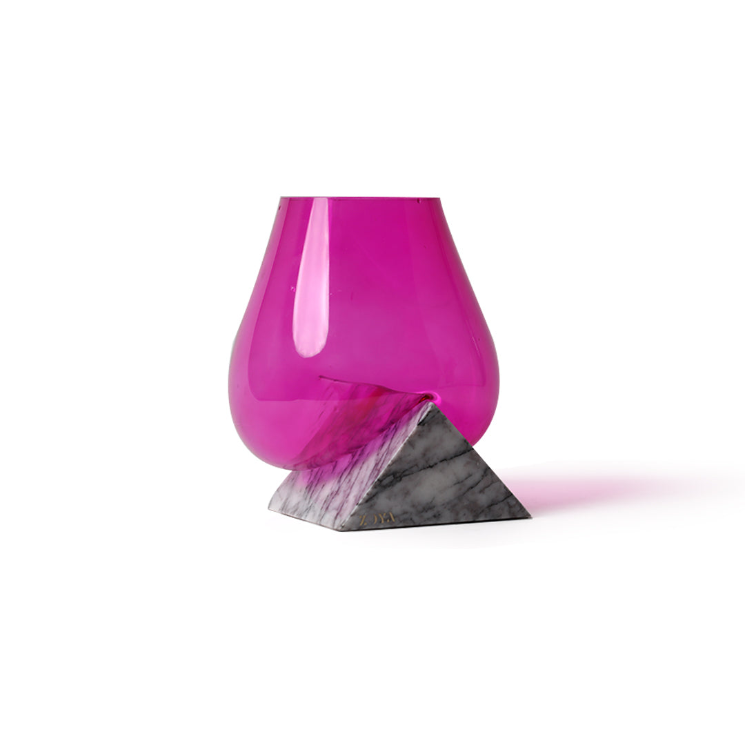Lilac Marble Base with Melted Glass Vase - ZoyaStones