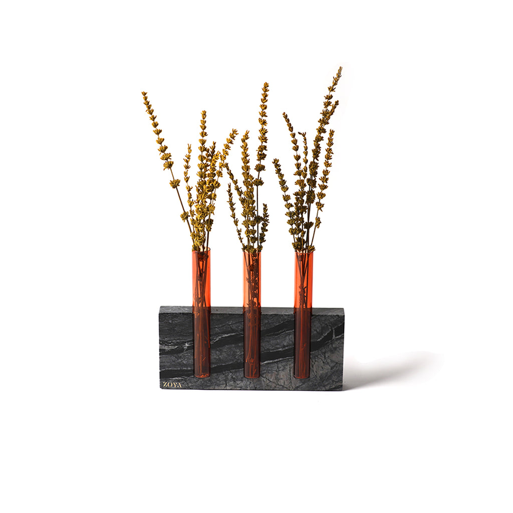 Luna Marble Base with Glass Tubes - ZoyaStones