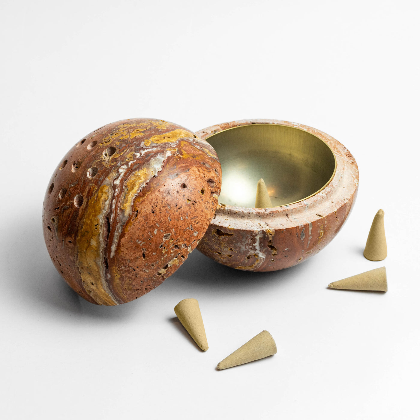 Red travertine sphere Mabkhar