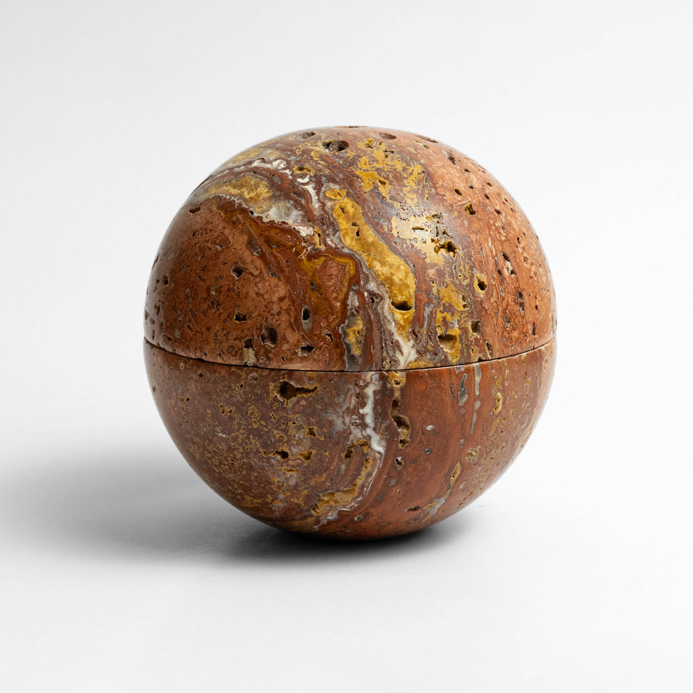Red travertine sphere Mabkhar