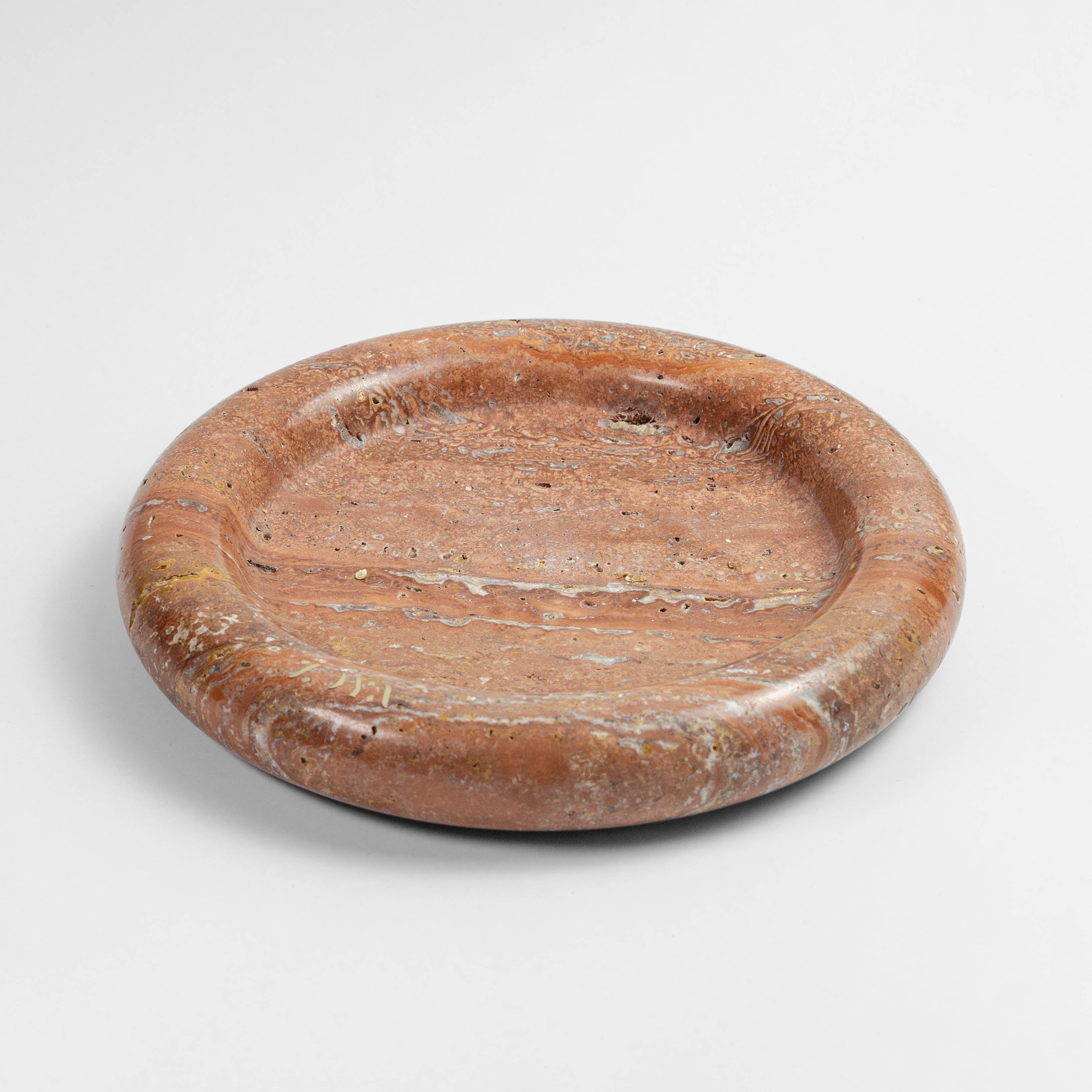 Red travertine round tray