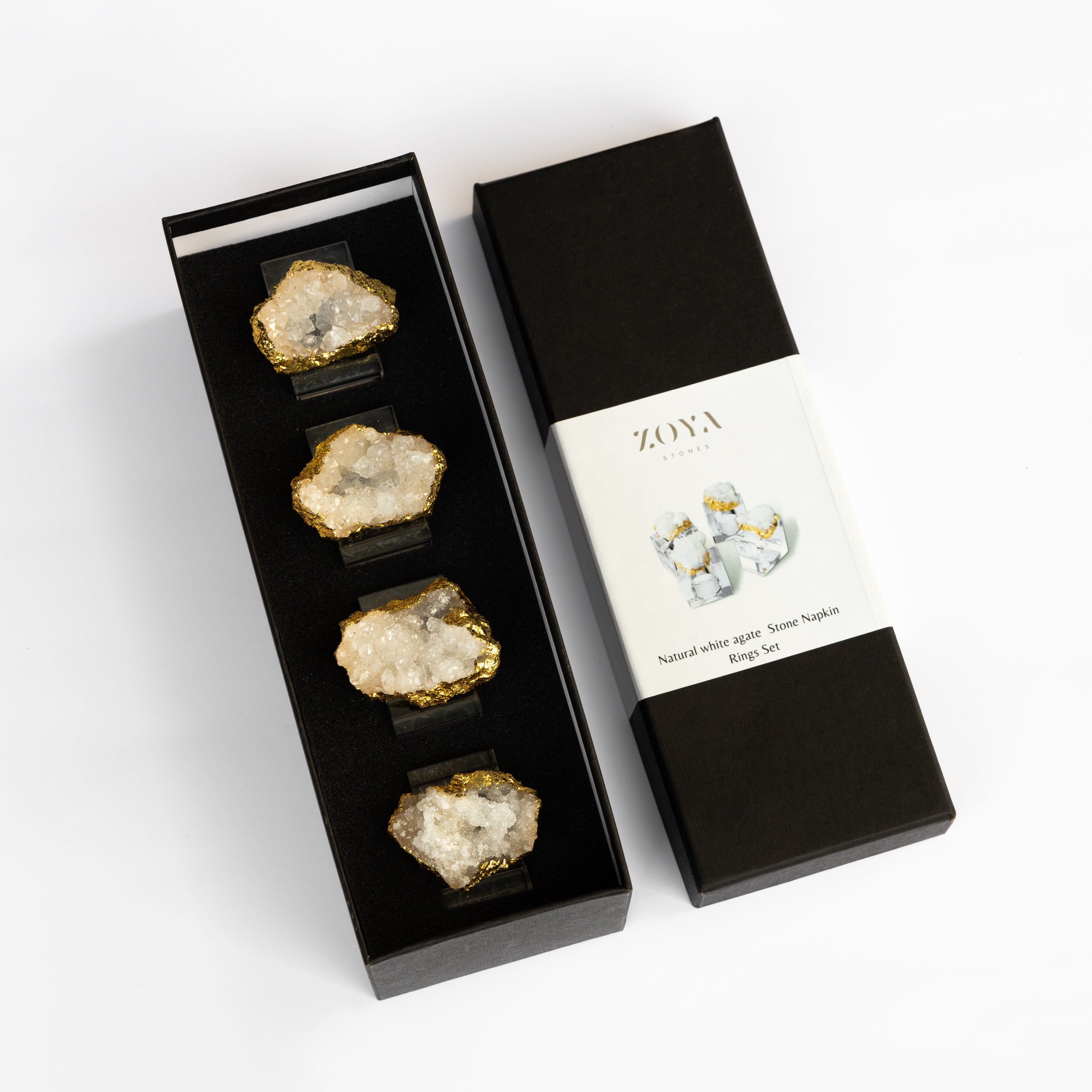 White Agate Napkin Rings